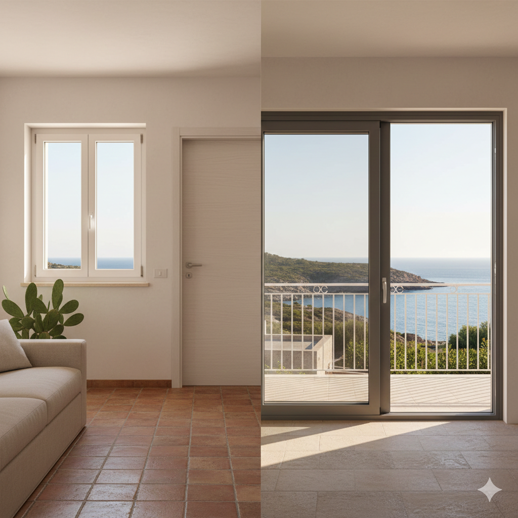 Montaggio finestre e infissi con vista mare