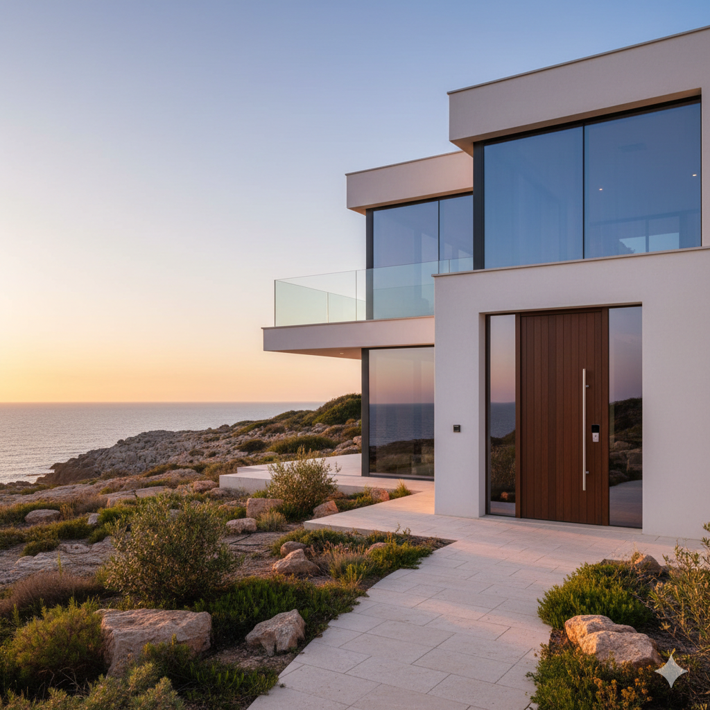 Villa moderna con serramenti in Sardegna